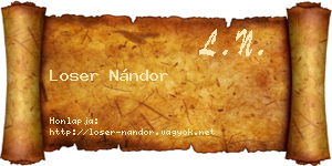 Loser Nándor névjegykártya